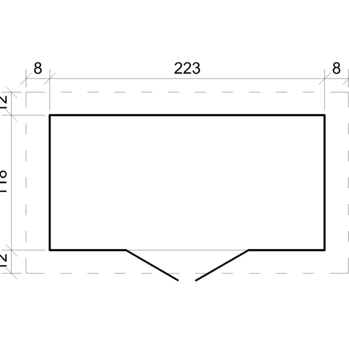 Casetta da Giardino in Legno 235x130 Pavimento Porte Finestrate 19 mm