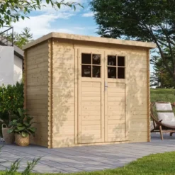 Casetta da Giardino in Legno 235x130 Pavimento Porta con Serratura