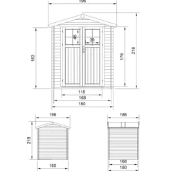 Casetta da Giardino in Legno 180x180 Doppia Porta con Serratura Chiave
