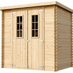Casetta da Giardino Legno 19 mm 200x130 cm Doppia Porta Pavimento