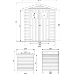 Casetta da Giardino 2x2 in Legno 19 mm Doppia Porta Deposito Attrezzi