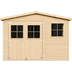 Casetta da Giardino 3x4 m Legno 17 mm Tetto OSB Doppia Porta Finestre