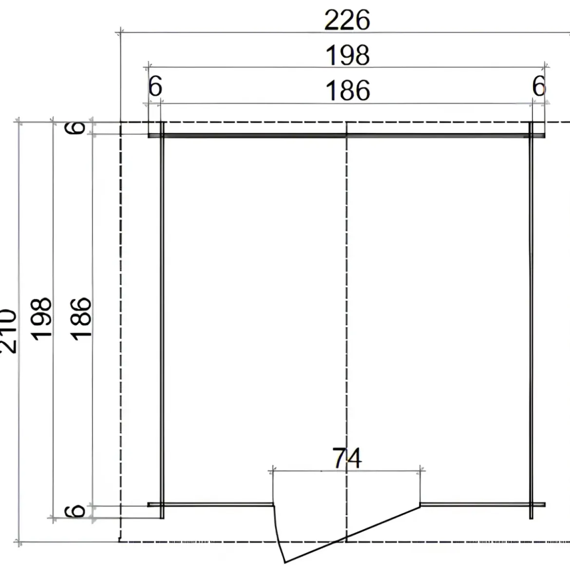 Casetta in Legno da Giardino Block House 2x2 m con Porta Finestrata