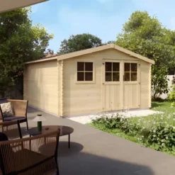 Casetta in Legno da Giardino 4x4 per Attrezzi Doppia Porta Block-House