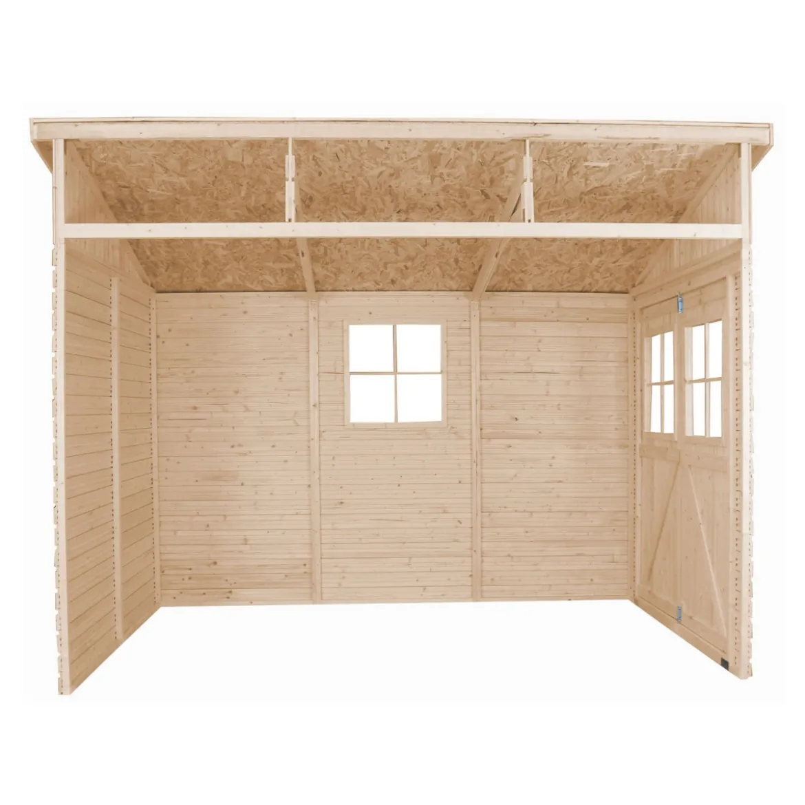 Casetta in Legno da Giardino 3x2 Addossata 3 Pareti con Pavimento