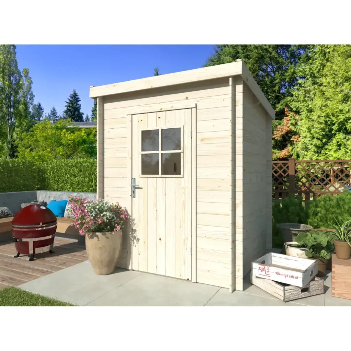 Casetta in Legno Grezzo 19 mm 176x176 cm Blockhouse Tetto in Perline