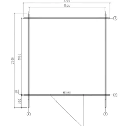 Casetta in Legno Grezzo 28 mm 218x218 cm Blockhouse con Pavimento