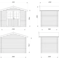 Casetta in Legno Impregnato 28 mm 296x200cm Blockhouse Doppia Porta