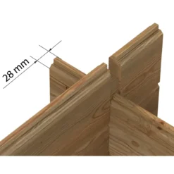 Casetta in Legno Impregnato 358x296 cm Blockhouse 28 mm Porta Doppia