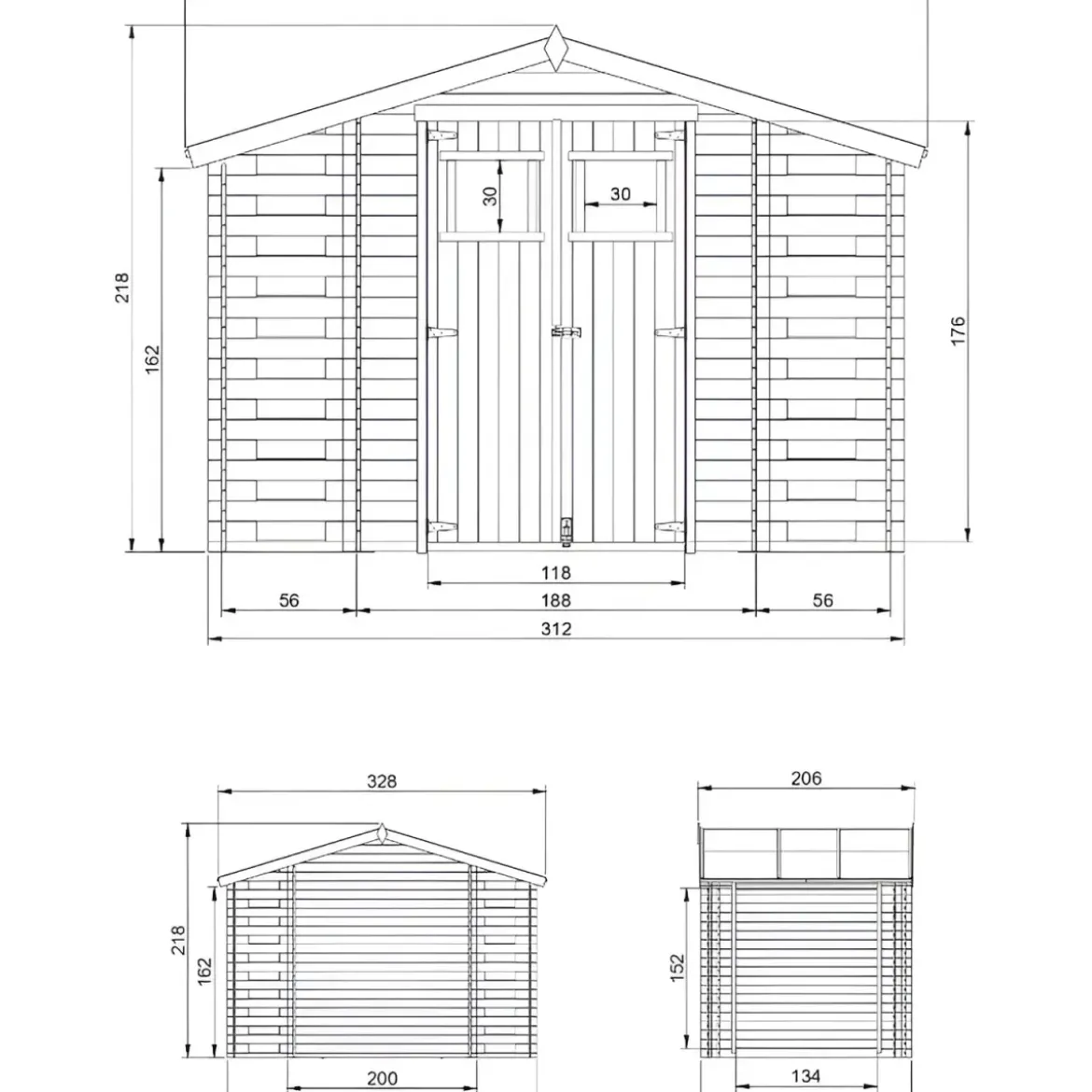 Casetta in Legno Legnaia 328x206x218 cm Box a Pannelli