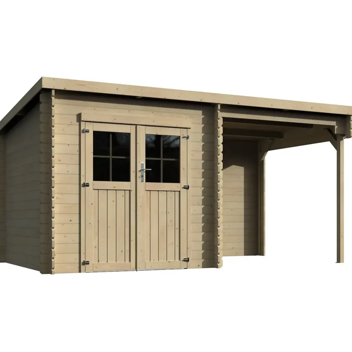 Casetta in Legno 28 mm con Portico 443x229 cm da Giardino Block House