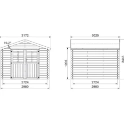 Casetta in Legno 34mm Trattato da Giardino 3x3 Doppia Porta Vetrata