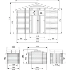 Casetta in Legno Timbela a Pannelli 19 mm Box con Legnaia Laterale