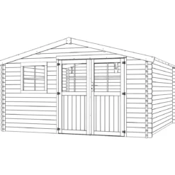 Casetta in Legno Trattato 34mm da Giardino 4x4 Doppia Porta Block-House