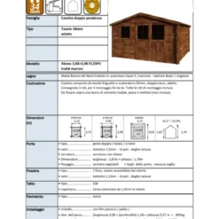 Casetta in Legno Trattato 34mm da Giardino 4x4 Doppia Porta Block-House