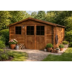 Casetta in Legno Trattato 34mm da Giardino 4x4 Doppia Porta Block-House