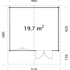 Casetta in Legno 500x445 cm Blockhouse 40 mm Doppia Porta Finestra