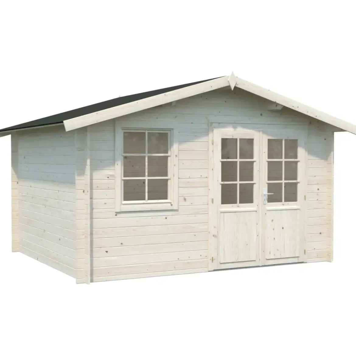 Casetta in Legno 380x320 cm Blockhouse 28 mm Doppia Porta Finestra