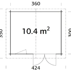 Casetta in Legno 380x320 cm Blockhouse 28 mm Doppia Porta Finestra