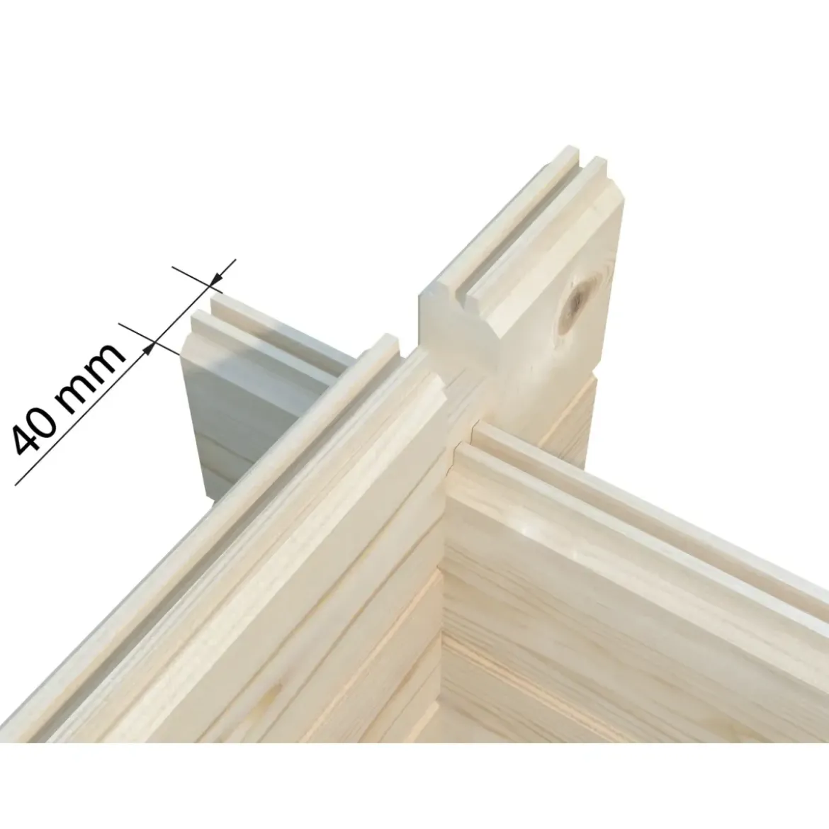 Casetta in Legno 446x446 cm Blockhouse 40 mm Doppia Porta Finestra