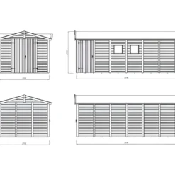 Casetta in Legno 273x550 cm 16 mm Doppia Porta Finestre con Pavimento