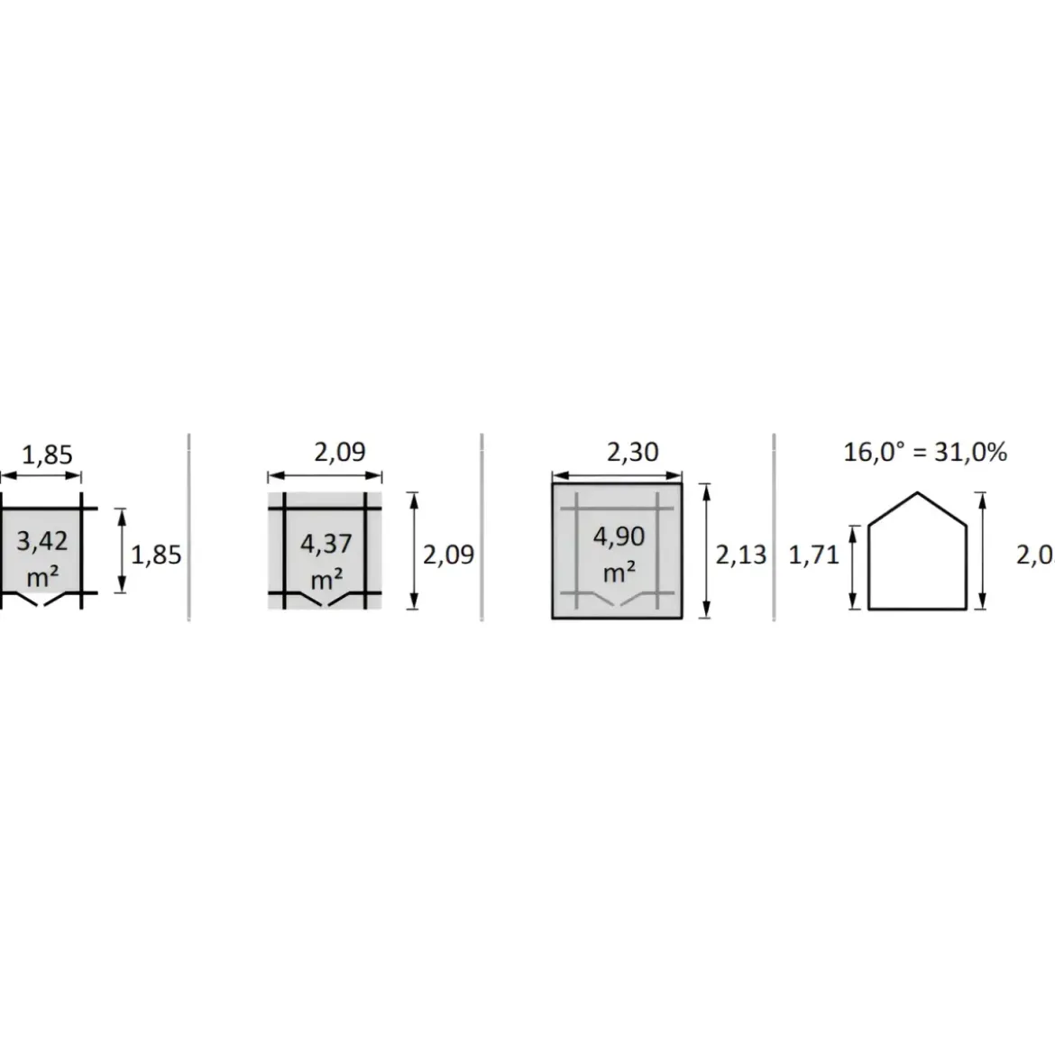 Casetta in Legno 2x2 19 mm Block House Moderna Casina Porta Attrezzi da Giardino
