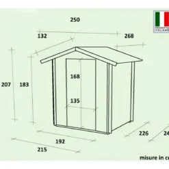 Casetta in Legno 2x2.5 25 mm con Pavimento Rimessa Porta Attrezzi da Giardino