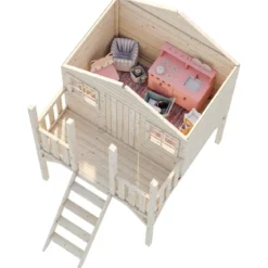 Casetta per Bambini in Legno Rialzata 180x192cm da Esterno Scalette