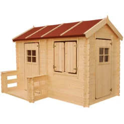 Casetta Timbela per Bambini in Legno Grande con Finestre da Giardino