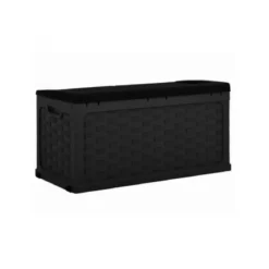 Cassapanca Baule in Plastica Rattan Antracite 116 x 56 x 58 cm