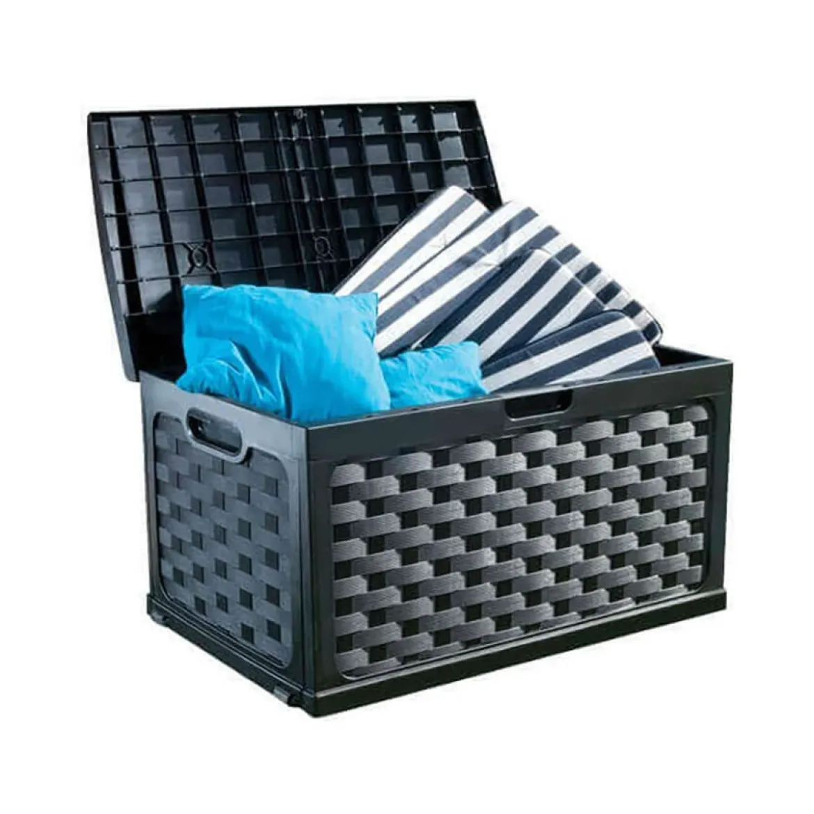 Cassapanca Baule in Plastica Rattan Antracite 116 x 56 x 58 cm
