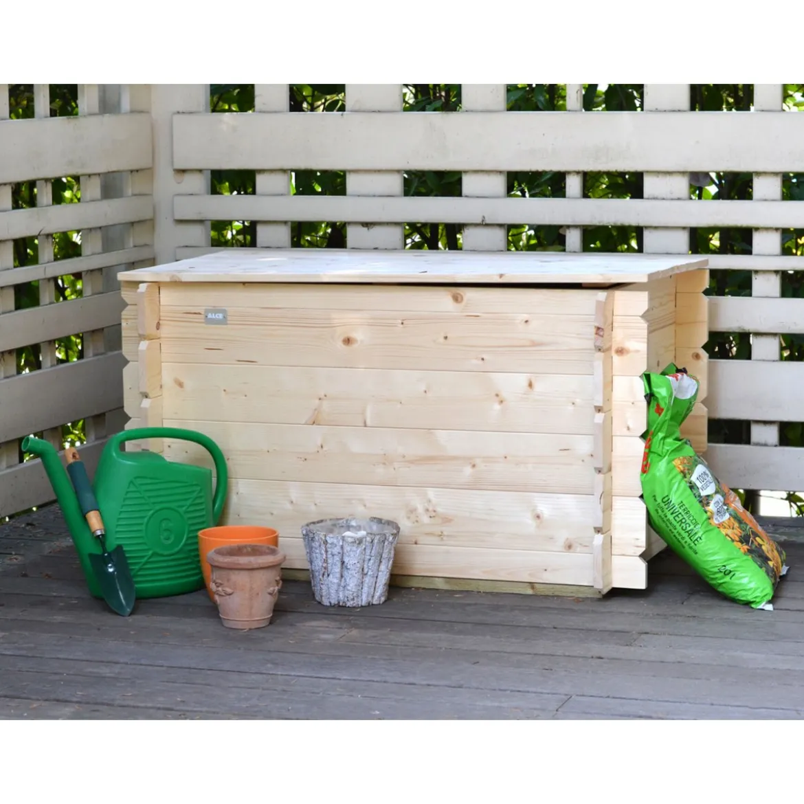 Cassapanca Contenitore Baule in Legno 100 cm Multiuso con Coperchio