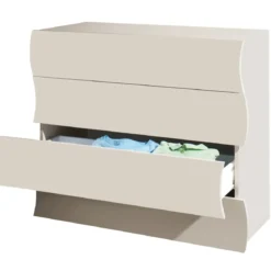 Cassettiera 4 Cassetti Madia in Legno Beige Cachemire Camera Ingresso