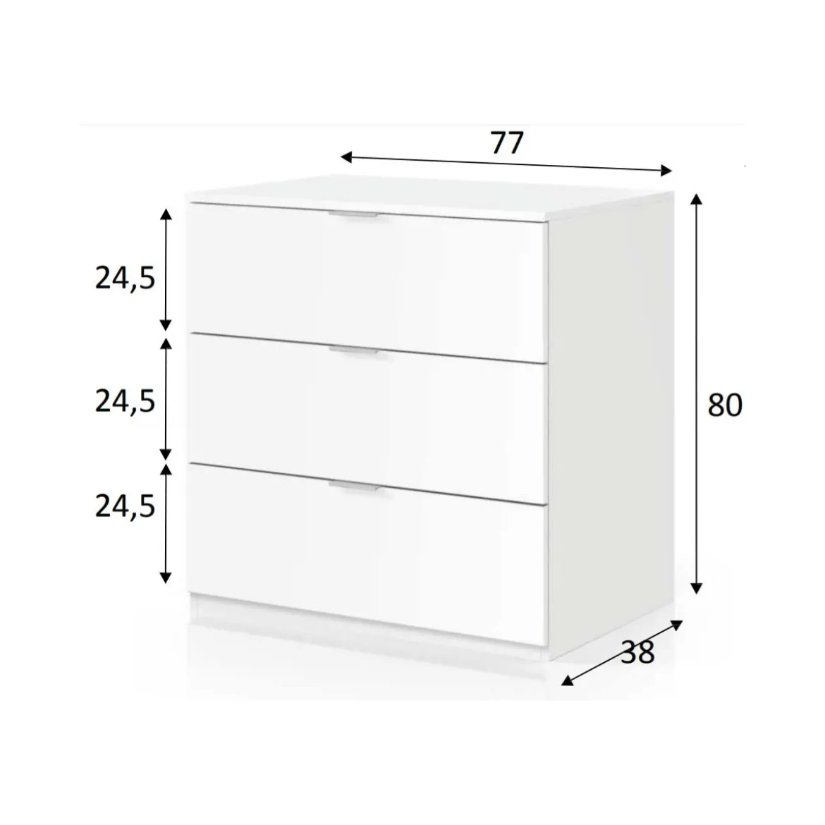 Cassettiera 3 Cassetti 80 Rovere Como in Legno Camera da Letto Mobile Soggiorno
