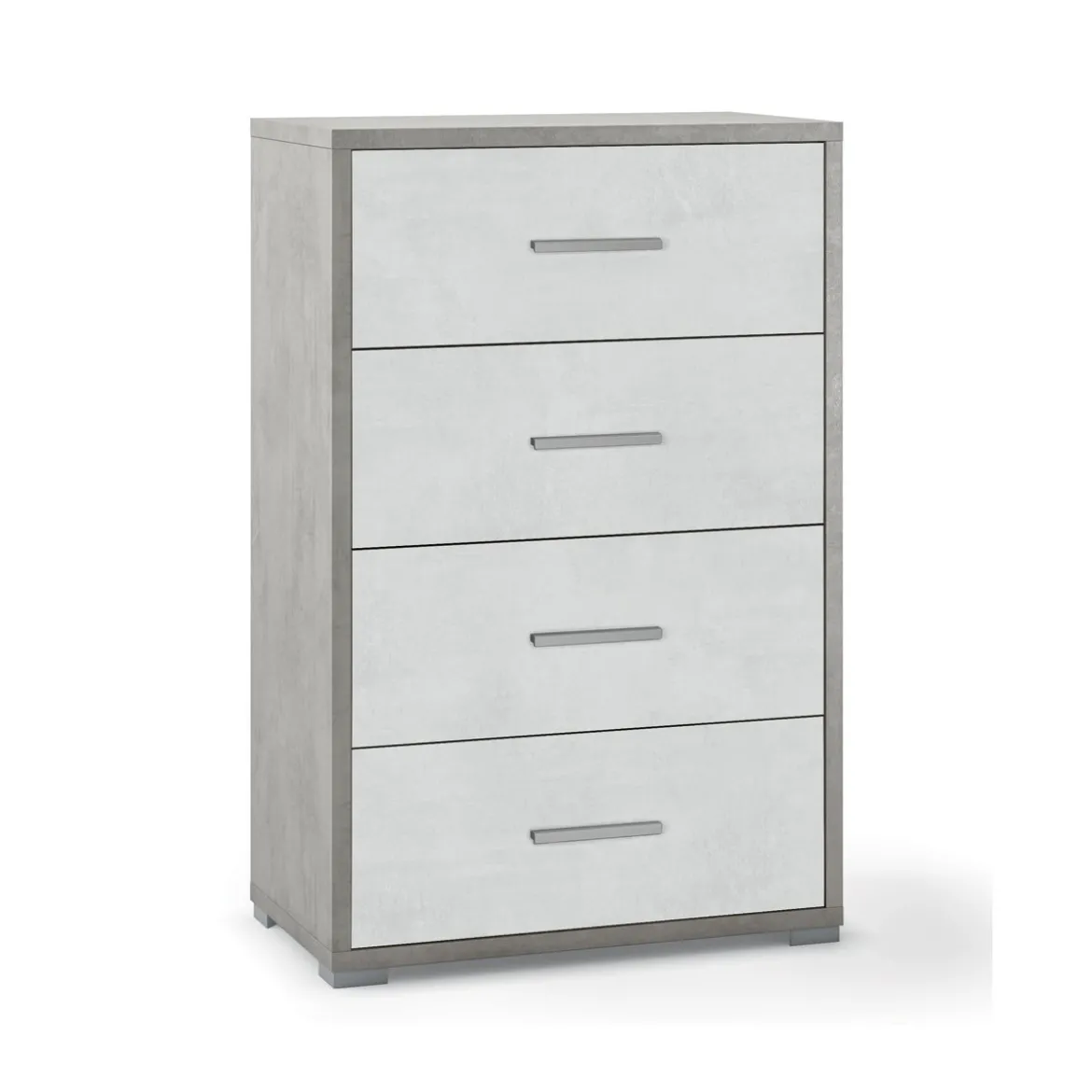 Cassettiera Grigio Ossido Bianco 4 Cassetti in Legno Moderna per Camera da Letto