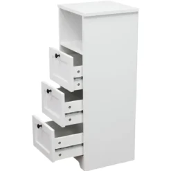Cassettiera in Legno Bianco Slim 3 Cassetti 1 Ripiano Salvaspazio