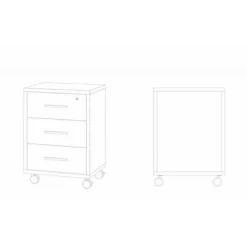 Cassettiera Ruote Noce 3 Cassetti con Chiave da Scrivania Ufficio Legno