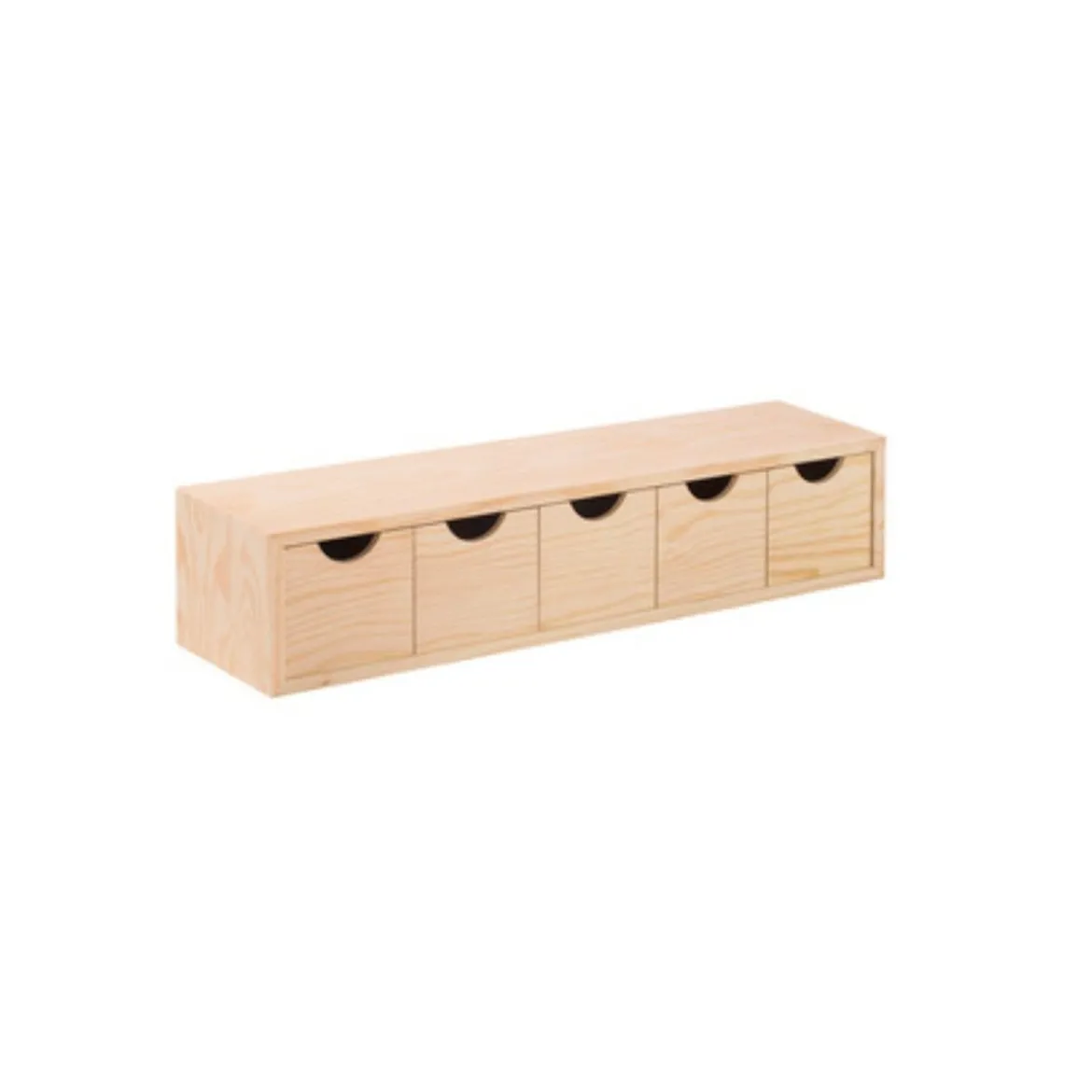 4 Cassettiere in Legno Mini 5 Cassetti 56X13X12 cm Multiuso