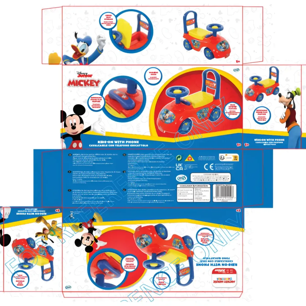 Cavalcabile Bambini Topolino Disney Portaoggetti Telefono Giocattolo