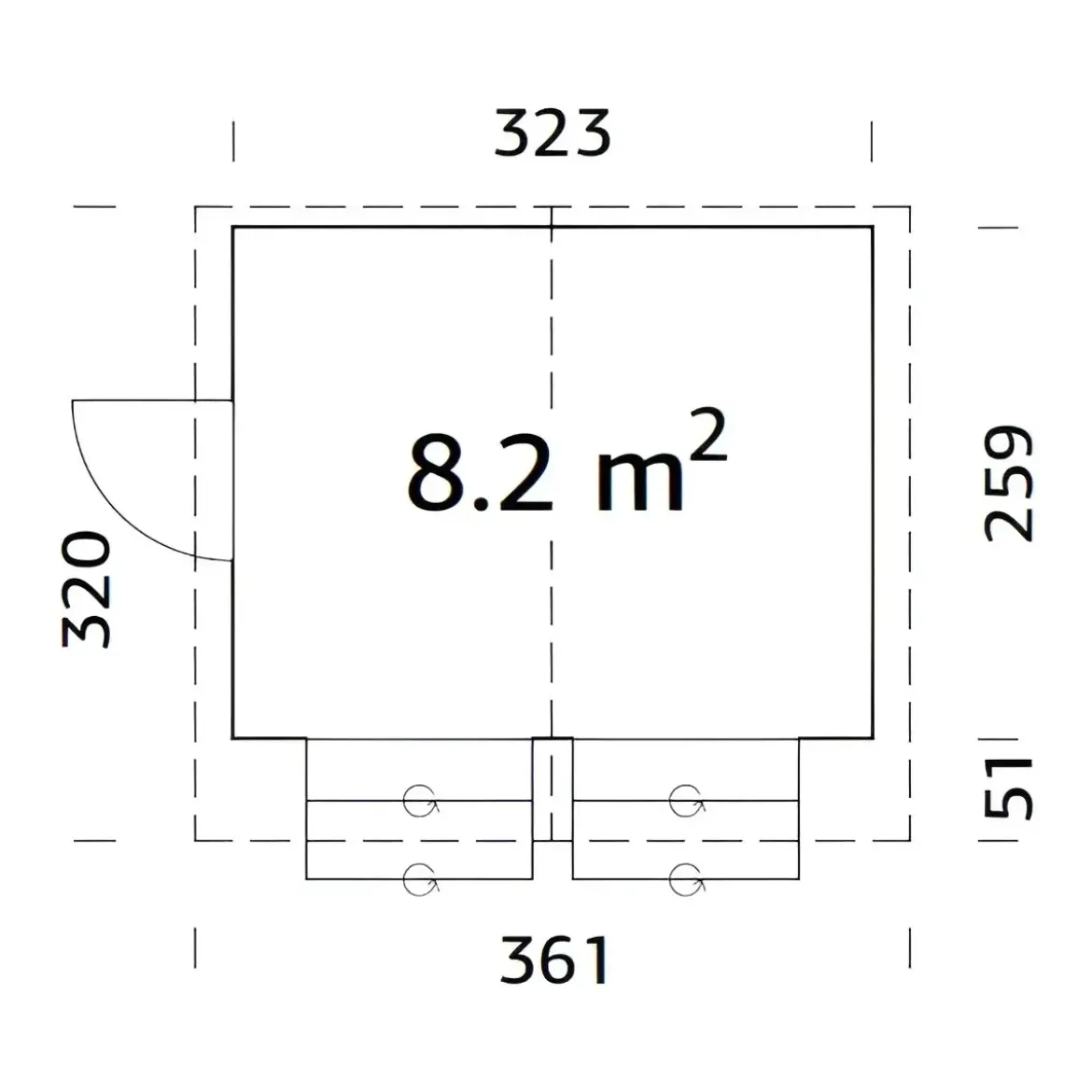 Chiosco in Legno Naturale 16 mm da Esterno 323x259 cm Eventi Bar