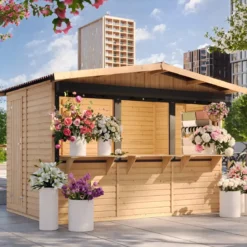 Chiosco in Legno 3x2 m Mercatini Fiere Bar a Pannelli in Pino Nordico
