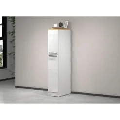 Colonna Portaspezie Bianco Lucido Rovere 2 Cassetti Soft Close Legno