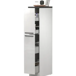 Colonna Portaspezie Bianco Lucido Report 2 Cassetti Soft Close Legno