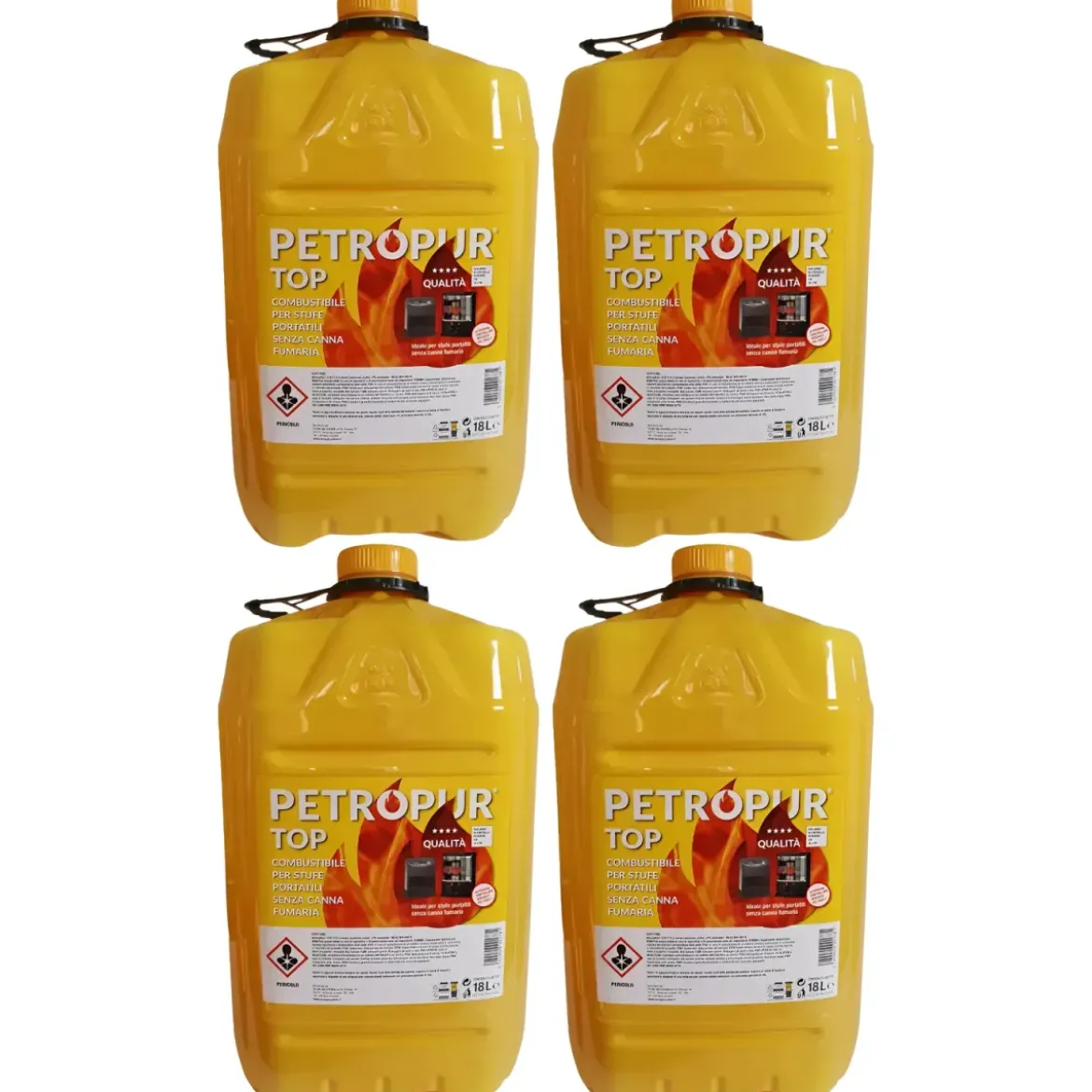 Combustibile Liquido 4 Taniche Riciclabile 18L per Stufa Senza Fumo