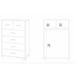 Como 6 Cassetti 110 cm Nero Grigio Cassettiera Settimino Camera Ufficio