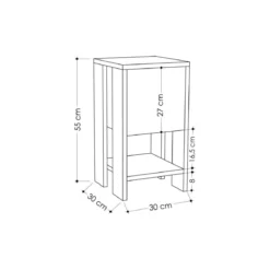Comodino Antracite con Anta a Ribalta 30x30x55