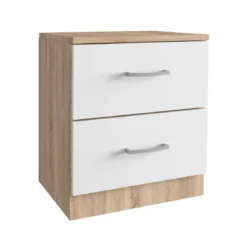 Comodino Bianco Rovere 2 Cassetti Cassetto Camera Letto Moderno Cameretta Legno
