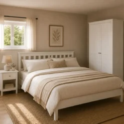 Comodino Camera da Letto con Cassetto Vano Portaoggetti Legno Bianco