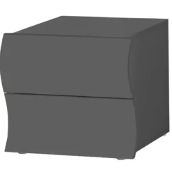 Comodino 2 Cassetti Antracite Opaco in Legno Camera da Letto
