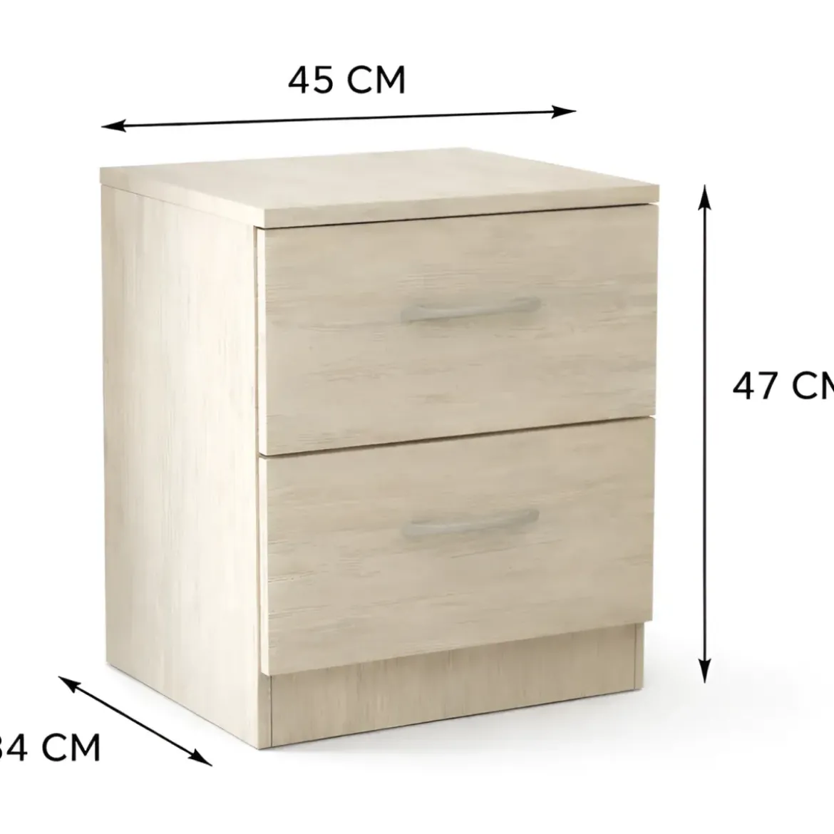 Comodino 2 Cassetti Rovere Chiaro Bianco Ges Camera da Letto Moderno